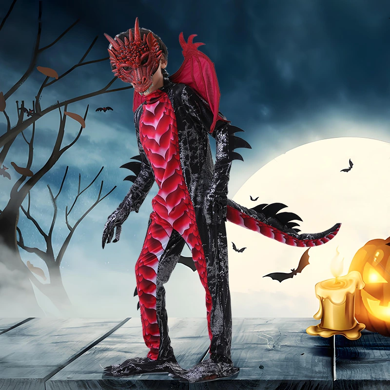 Kostium smoka na Halloween dla dzieci z odpinanymi skrzydłami