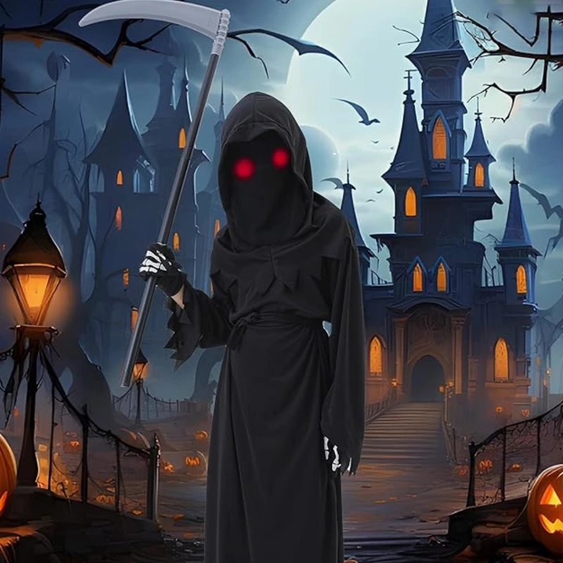 Kostium Ponury Żniwiarz na Halloween dla dzieci z kapturem
