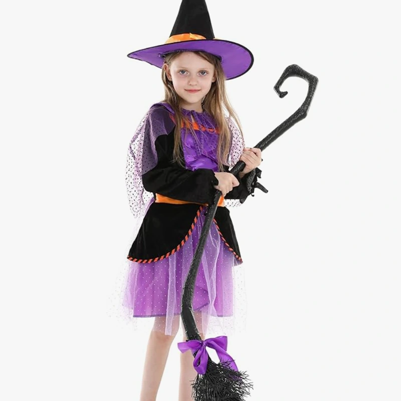 Klasyczny kostium czarownicy dla dzieci na Halloween Cukierek albo psikus