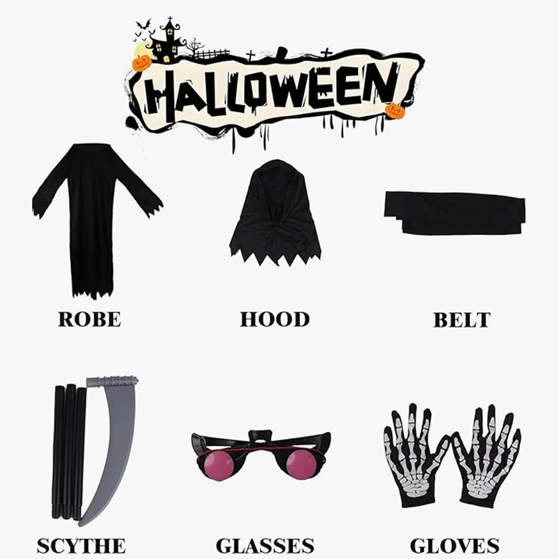 Halloween Trick or Treat Spooky Kids Grim Reaper Costume